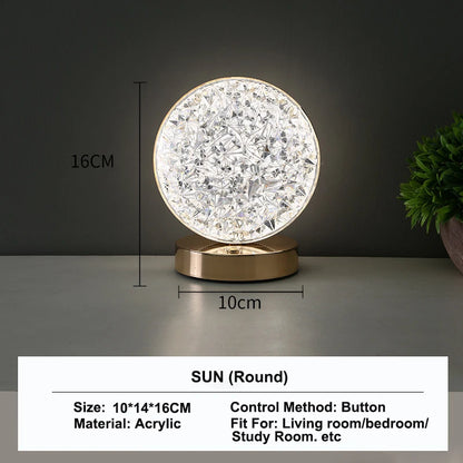 Crystal 3D Moon Night Light – Touch Dimmable USB LED Table Lamp for Bedroom &amp; Home Decor, Aesthetic Bedside Light for Girls' Room &nbsp;