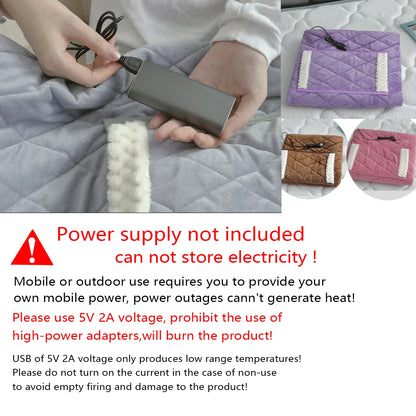 Single Battery-Powered USB Heated Blanket, Washable and Rechargeable Electric Throw for Family Use
