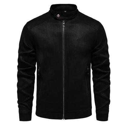 AIOPESON Men's Faux Suede Stand Collar Zip-Up Jacket Casual Business Trucker Coat