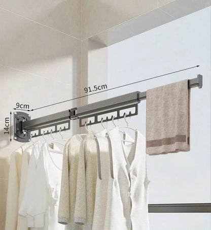 Wall-Mounted Folding Drying Rack – Retractable, No-Drill Indoor Clothes Hanger for Balcony or Laundry Room