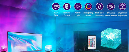 LED Ripple Galaxy Projector Night Light – USB Mood Lamp with Remote Control for Home or Room Decor