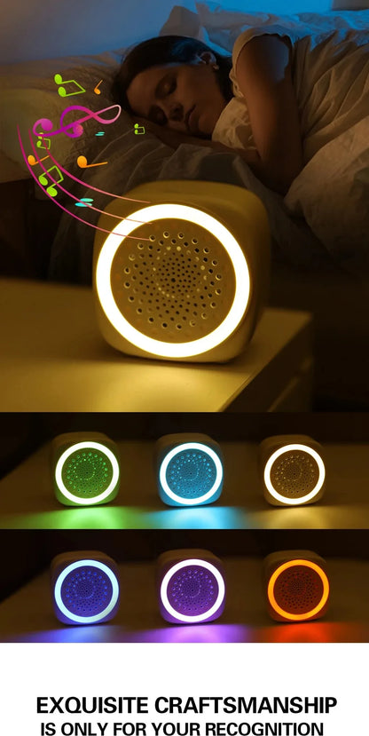 RGB Light Baby White Noise Machine with Timer, Sleep Sound Player, Night Light, USB Rechargeable - White