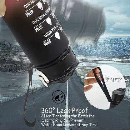 Time-Marked Sports Water Bottle with Straw and Leak-Proof Flip Lock – Portable Hydration Bottle for Outdoor Activities
