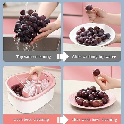 FYBL Compact Fruit & Vegetable Washer Bowl with Built-in Brush – Portable Produce Cleaning Machine