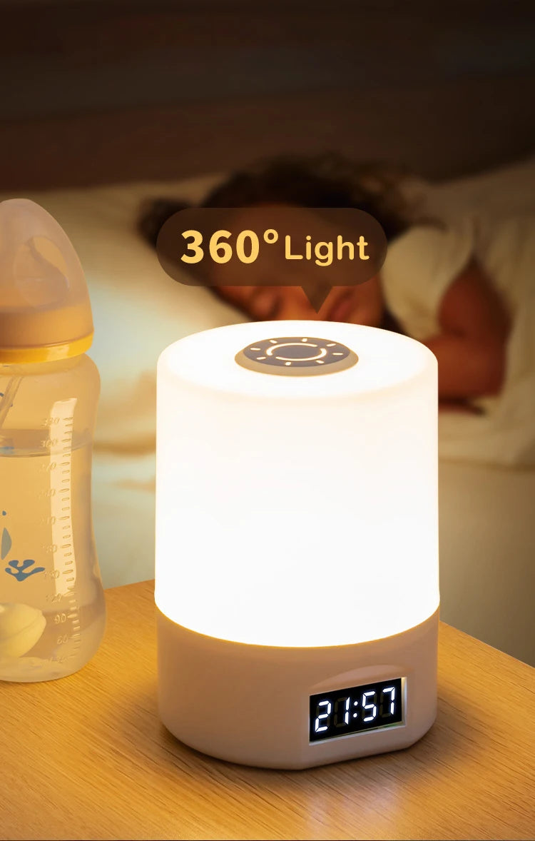 Rechargeable Portable LED Table Lamp with Clock Display, Touch Control, and Eye Protection for Bedside and Reading