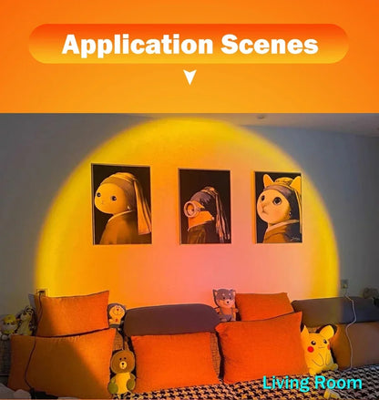 USB Sunset Projection Lamp – Ambient Mood Light for Bedroom, Living Room, Bar, and Photography Backdrops &nbsp;