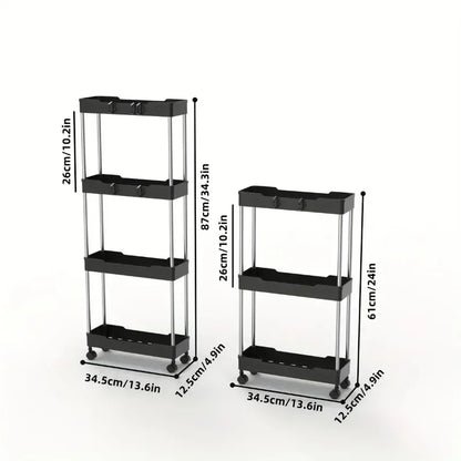 4-Tier Rolling Bathroom Storage Cart with Wheels – Multi-Purpose Corner Organizer Shelf for Home Use
