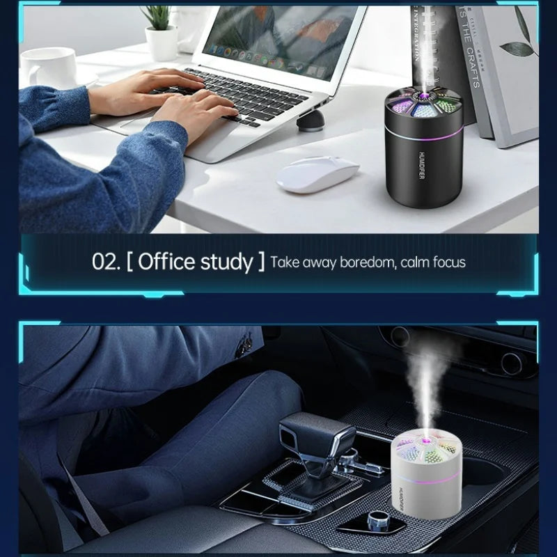 Mini Car Air Humidifier &amp; Aroma Diffuser – LED Light, Air Purifier &amp; Freshener for Vehicle Interior Aromatherapy