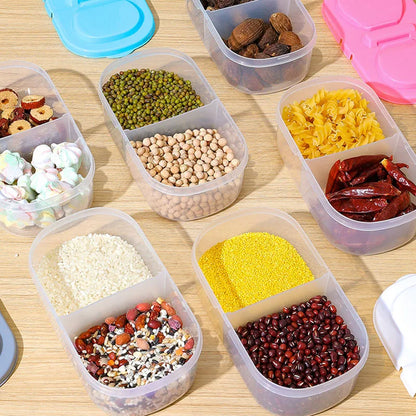 Stackable Dual-Section Food Container – 800ml BPA-Free Airtight Storage Jar for Snacks, Grains &amp; Pantry Organization