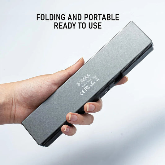 Jomaa Mini Portable Folding Bluetooth Keyboard Rechargeable for Laptop, iPad, and Phone