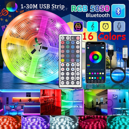 USB-Powered RGB LED Strip Light (1–30M) – 5V Flexible Color-Changing Light Tape for DIY Room &amp; Home Decor