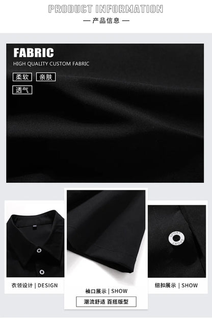 2025 Trendy Korean-Style Men's Summer Outfit – Casual Two-Piece Set Featuring Short Sleeve Shirt &amp; Matching Shorts, Stylish High Street Look for Daily &amp; Streetwear Fashion