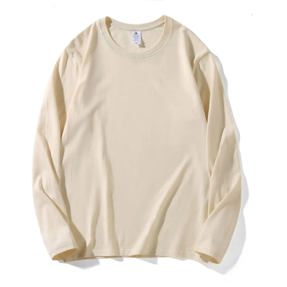 Men's 100% Cotton Long Sleeve T-Shirt – Solid Color, Round Neck Casual Top (MRMT 2025)