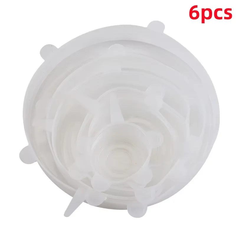 6pcs Reusable Silicone Food Covers – Stretchable Lids for Bowls, Fruits & Vegetables, Fresh-Keeping Kitchen Seal