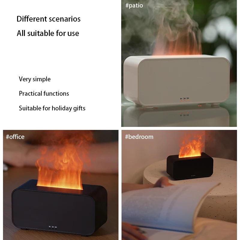 USB Flame Effect Humidifier with Aromatherapy – 7-Color LED Night Light, Low Noise, Essential Oil Diffuser for Multi-Scene Use &nbsp;