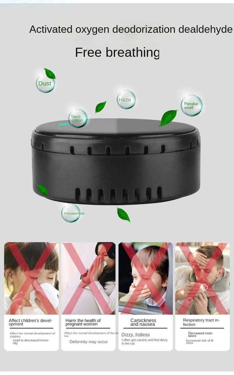 Solar-Powered USB Car Air Purifier – Compact Auto Air Freshener &amp; Odor Eliminator with Solar Charging