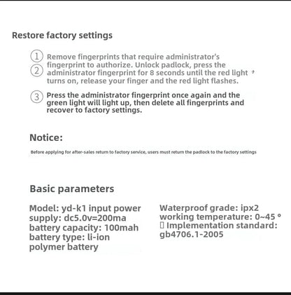 Smart Fingerprint Padlock – Electronic Lock for Luggage, Cabinets, Dorms, and More – Biometric Unlock for Secure Access