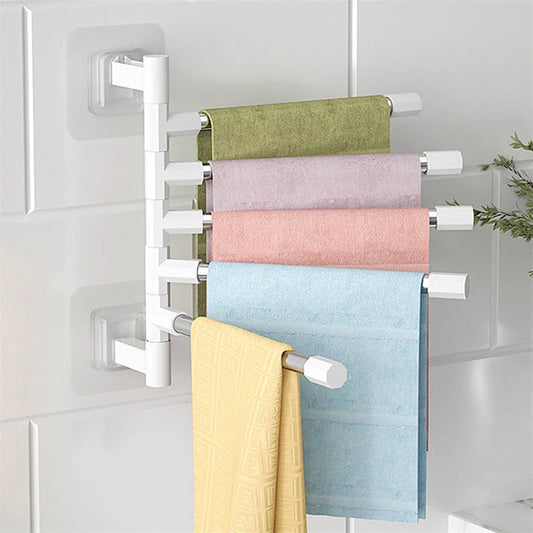 Rotating Bathroom Towel Rack – Punch-Free Wall-Mounted Stainless Steel Organizer with Suction Cup