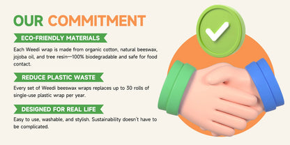 WEEDI Eco-Friendly Beeswax Food Wraps – Reusable, Plastic-Free Food Storage Alternative for Sustainable Living