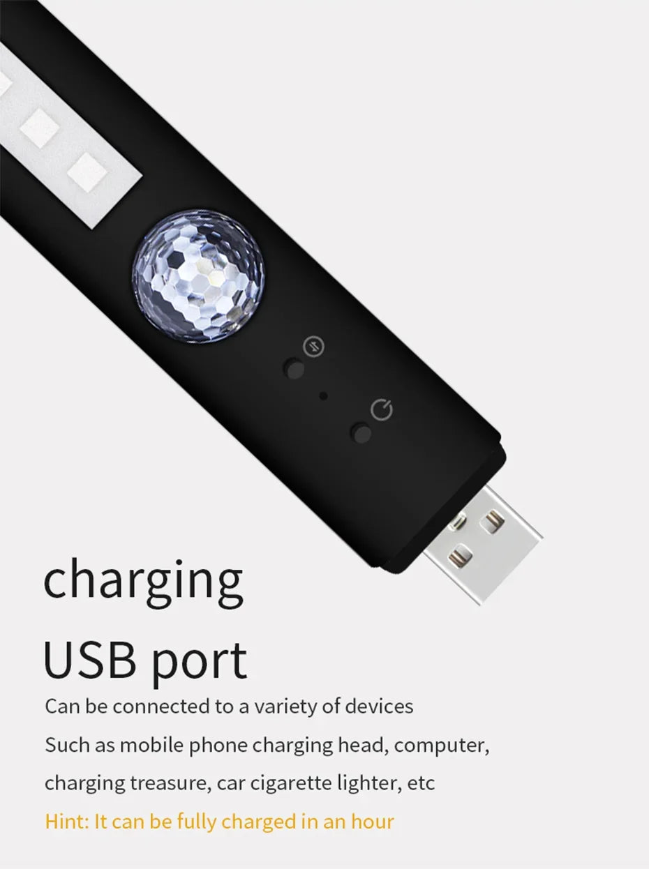 BLALION Wireless RGB LED Car Ambient Light – USB Rechargeable Star Projector with Voice Control for Interior &amp; Party Decoration