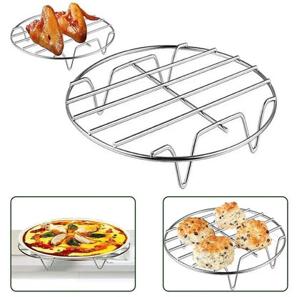 Stainless Steel Air Fryer Accessories – Steam &amp; Pot Rack, Corrosion-Resistant, Safe Kitchen Tool
