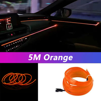 5M LED Car Interior Ambient Light Strip – Flexible Neon USB Decorative Wire for DIY Auto Styling &amp; Party Use