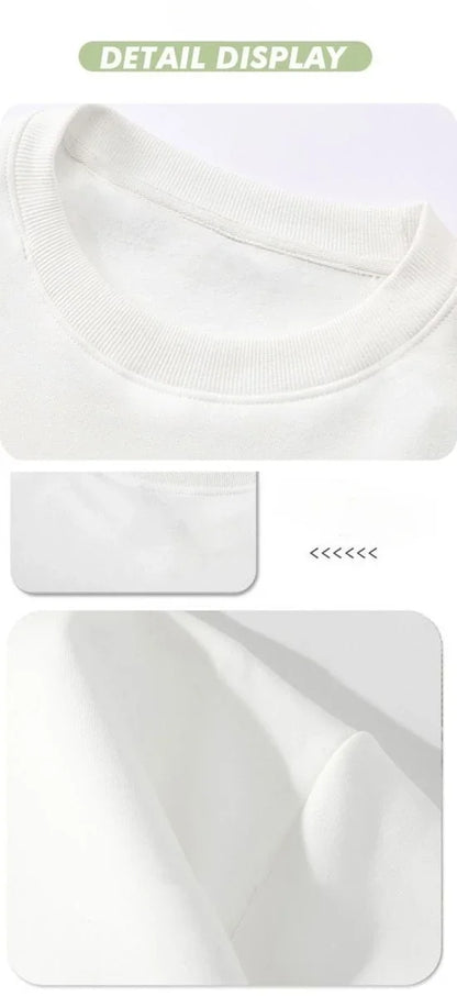 2025 Autumn/Winter Unisex Round Neck Hoodie – Casual Loose Fit Sweatshirt for Couples, Trendy White Pullover