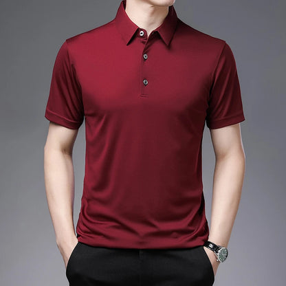 2024 Men's Solid Color Polo Shirt – Summer Casual Business Style, Short Sleeve, Comfortable & Breathable