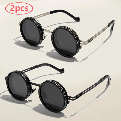 Adjustable Polarized Motorcycle Sunglasses – Round UV400 Punk-Style Eyewear for Men & Women, ND9 Light Dimming Sun Glasses