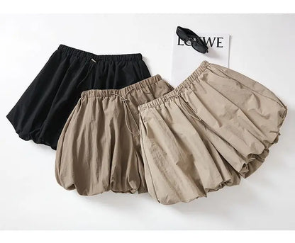 Women's High-Waist Lantern Shorts – Casual Summer Streetwear with Pockets, Relaxed Fit for Students, Youth, and Everyday Wear