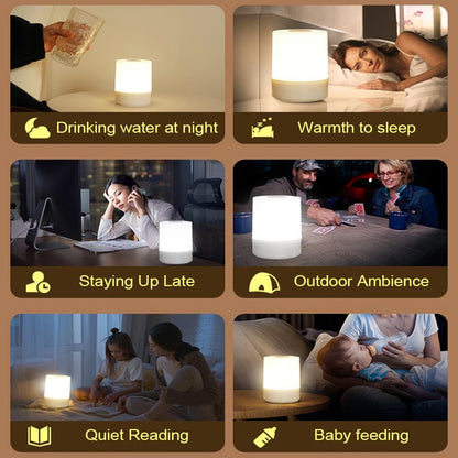 Dimmable Bedside LED Night Light Rechargeable Desktop Lamp for Bedroom Reading and Decoration