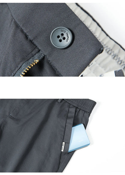 Men’s Classic Straight-Leg Cotton Trousers – 98% Cotton, Breathable Business Casual Pants with Elastic Comfort – Ideal for Spring &amp; Summer