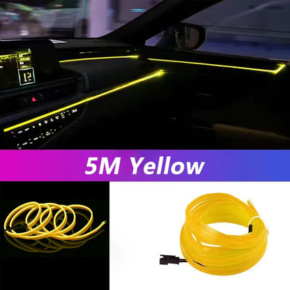 5M LED Car Interior Ambient Light Strip – Flexible Neon USB Decorative Wire for DIY Auto Styling &amp; Party Use