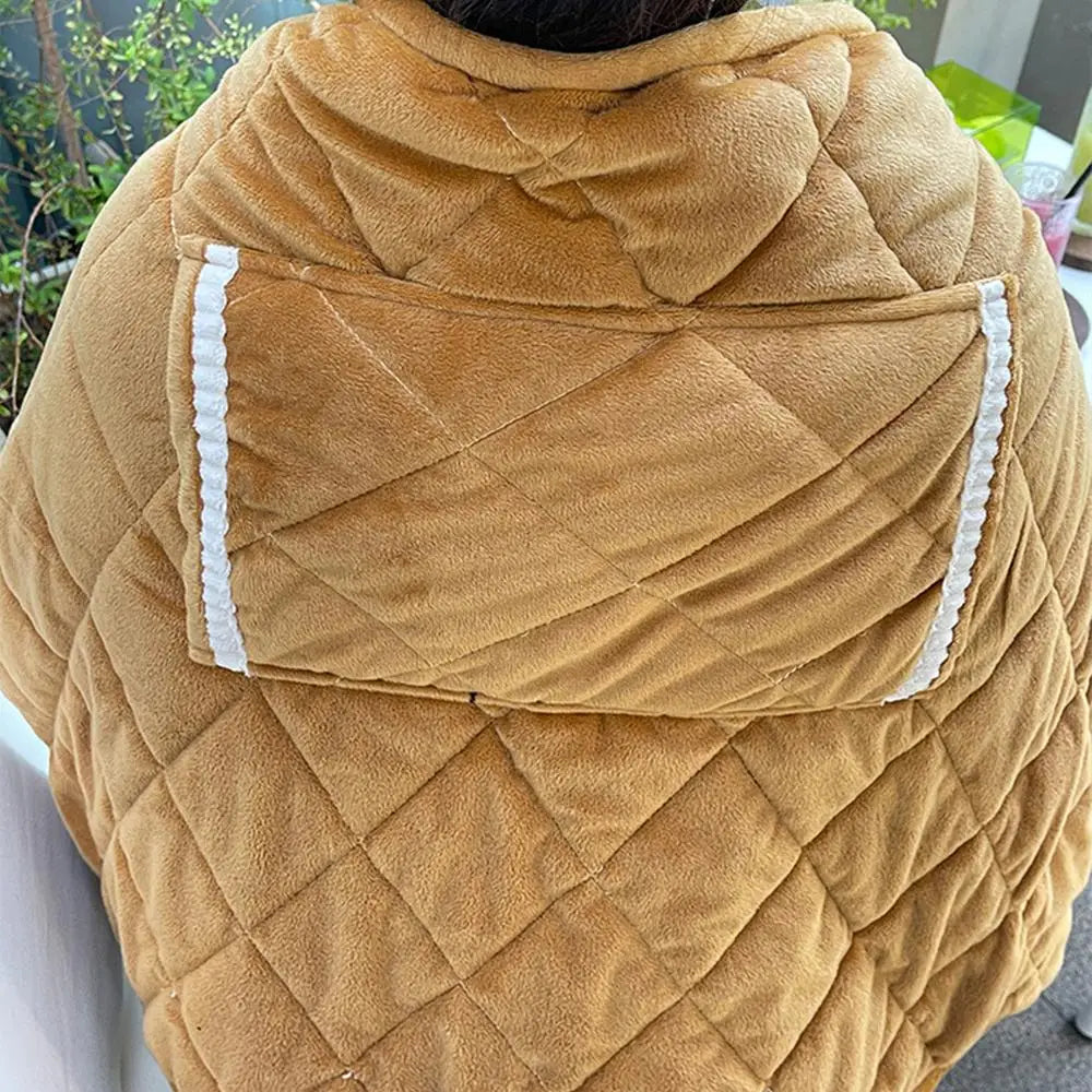 USB Rechargeable Heated Blanket – Soft Washable Electric Shawl with Heating Pocket for Naps, Travel, and Office Use – Safe & Cordless Winter Warmer