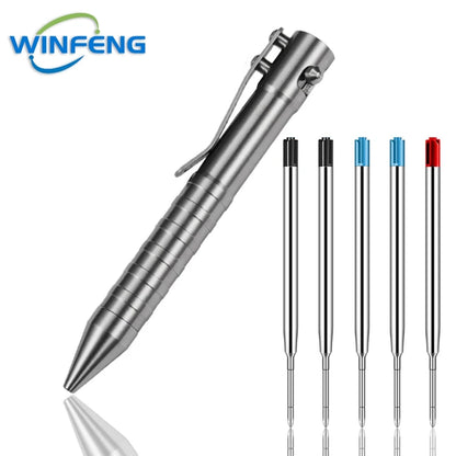 Titanium Tactical Ballpoint Pen – Bolt Action Business Pen with Glass Breaker, Self-Defense Survival EDC Tool