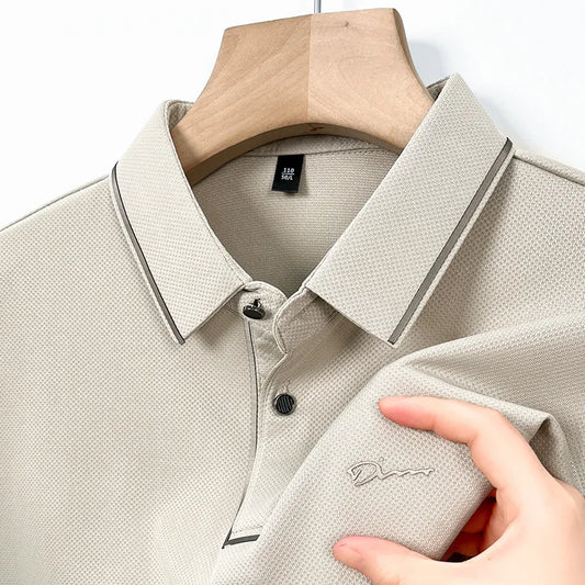 Men’s Premium Seamless Polo – Luxury Cool Fabric, Slim Fit, Anti-Wrinkle, Business‑Casual Golf Tee