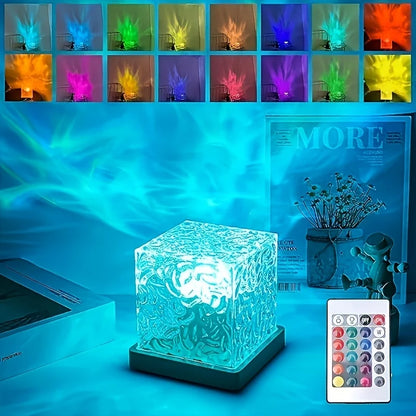 LED Ripple Galaxy Projector Night Light – USB Mood Lamp with Remote Control for Home or Room Decor