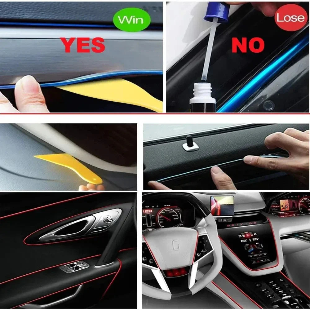 1M/3M/5M Flexible EL Neon Strip Light for Car Interior Decoration USB-Powered Ambient and Party LED Lighting for DIY Auto Styling &nbsp;