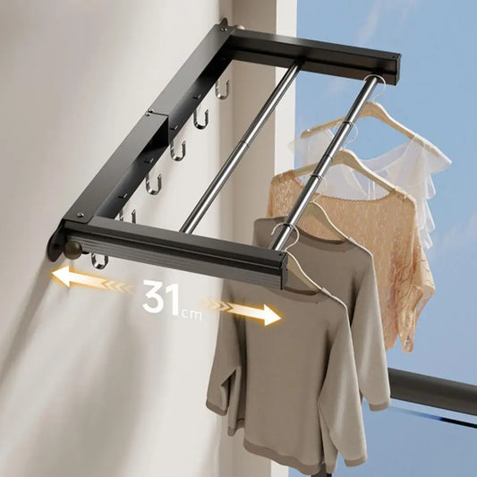 Portable Retractable Drying Rack with Suction Cups — No Drilling Needed, Aluminum Alloy, Wall-Mounted, Foldable Laundry Hanger for Home and Travel