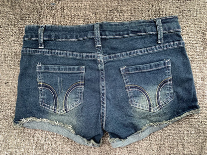 Summer Korean Style Low Waist Slim Fit Denim Shorts for Women, Y2K Elastic Hot Pants with Embroidery and Wrapped Design