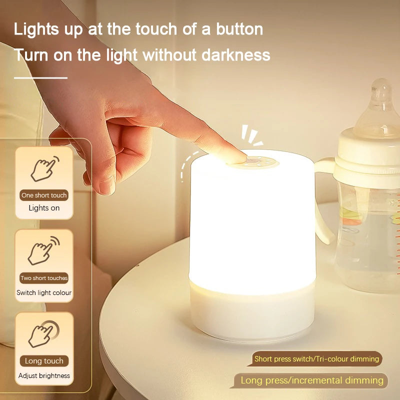 Dimmable Bedside LED Night Light Rechargeable Desktop Lamp for Bedroom Reading and Decoration
