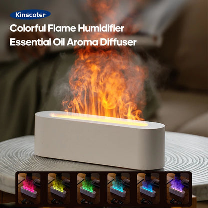Colorful Flame Effect Aroma Diffuser with Ultrasonic Cool Mist Humidifier and Essential Oil Timer