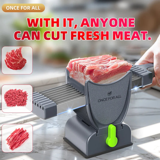 All-in-One Manual Stainless Steel Meat Slicer – Mini Cutter for Dicing, Slicing & Stripping Fresh Meat at Home