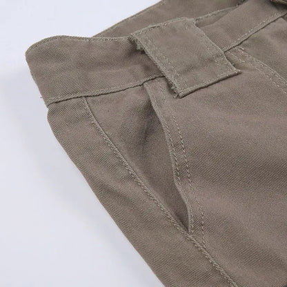 Women's Retro Mid-Waist Cargo Shorts – Casual Summer Streetwear with Pockets