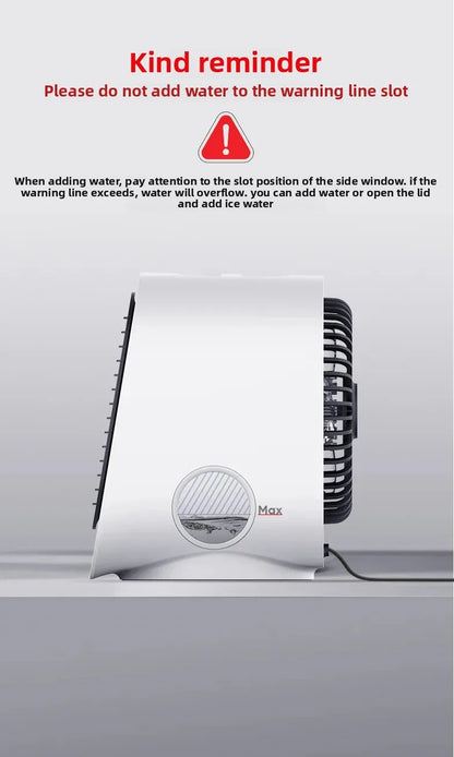Portable Mini Air Conditioner – Personal Evaporative Cooler with 3-Speed Fan, Compact Desk Cooling Fan for Office, Home, or Car Use