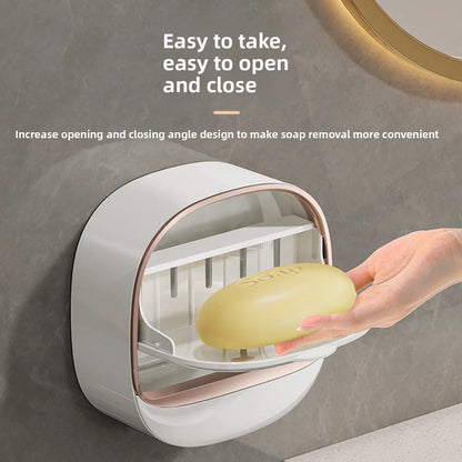 Wall-Mounted Punch-Free High-End Soap Box with Drainage – Household Soap Rack and Storage
