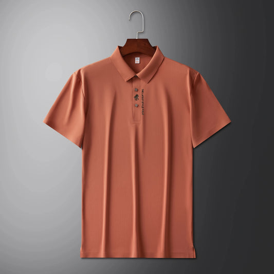 Men's Premium Printed Polo Shirt – Short Sleeve, Seamless Ice Silk, Breathable Golf & Business Casual Summer Tee