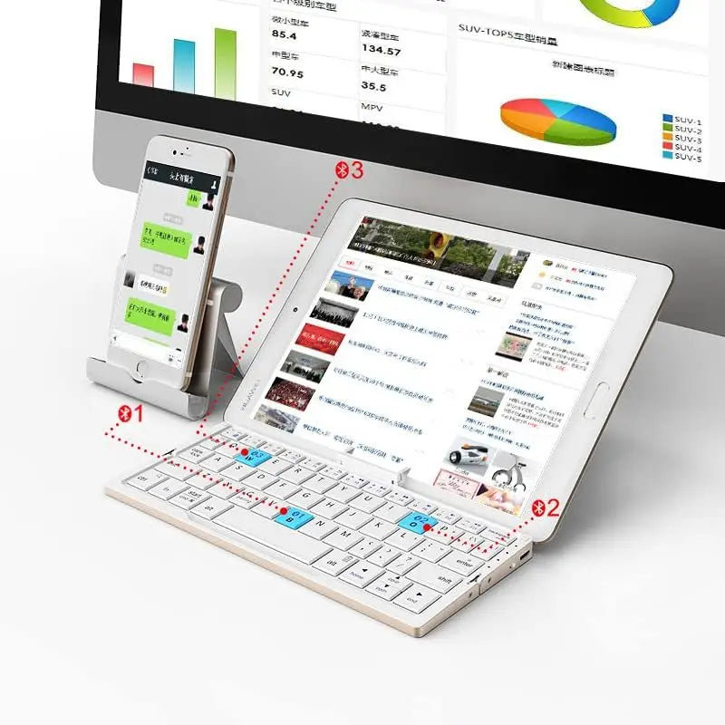 Jomaa Mini Portable Folding Bluetooth Keyboard Rechargeable for Laptop, iPad, and Phone