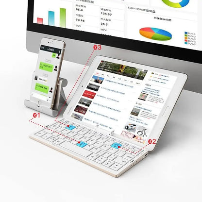 Jomaa Mini Portable Folding Bluetooth Keyboard Rechargeable for Laptop, iPad, and Phone
