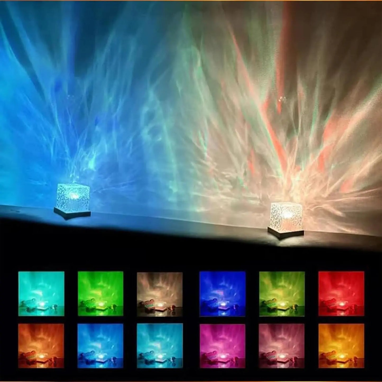 LED Ripple Galaxy Projector Night Light – USB Mood Lamp with Remote Control for Home or Room Decor